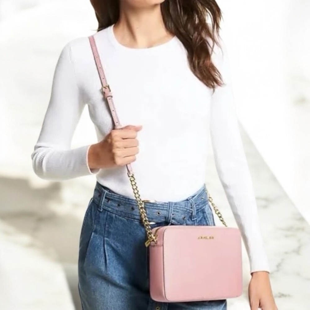 MMK: Large ‘JET SET’ Saffiano Leather Crossbody Bag